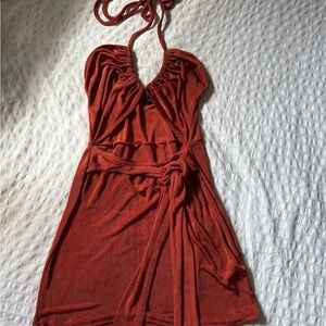 PrettyLittleThing Rust Backless Dress